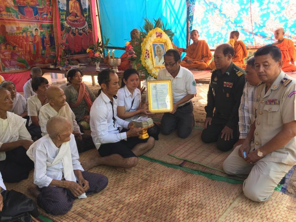 សមាគមអតីតយុទ្ធជនកម្ពុជា ខេត្តកំពង់ឆ្នាំង៖ ថវិកាបេឡាមរណសង្គ្រោះចំនួន ៨,០០០,០០០រៀល បាន ប្រគល់ជូនគ្រួសារសមាជិកសមាគមអតីតយុទ្ធជនកម្ពុជាខេត្ត ចំនួន០២ គ្រួសារ ក្នុងស្រុករលាប្អៀរ