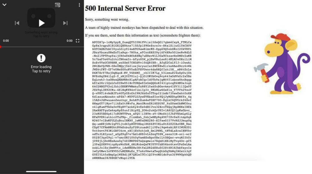 YouTube កំពុង «Error» ជាលក្ខណៈសកលលោក