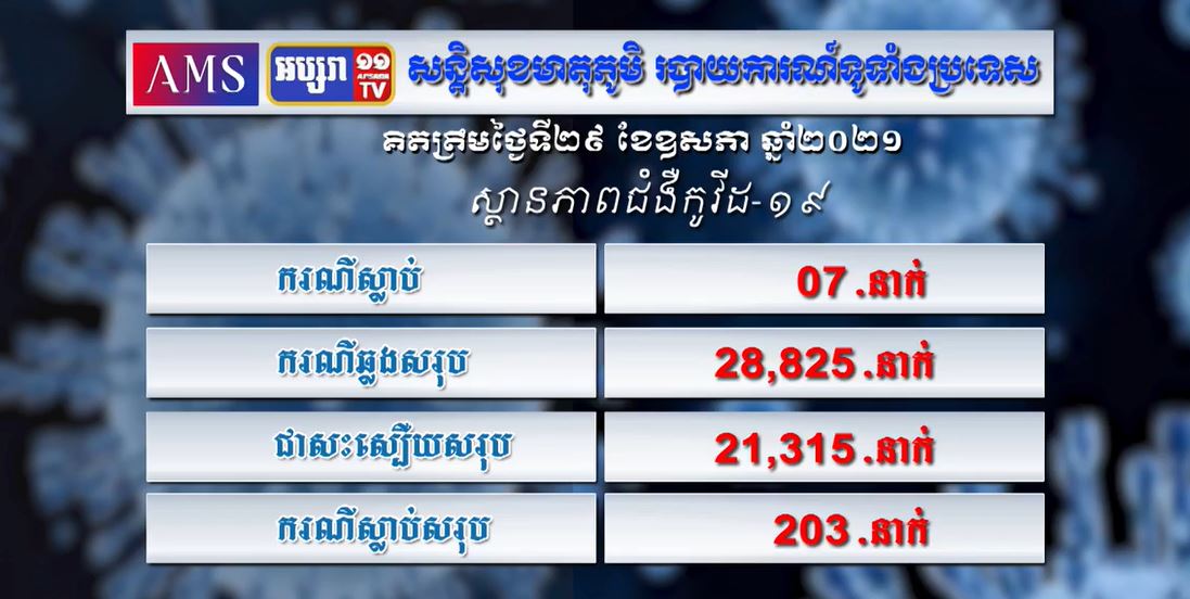 សន្តិសុខមាតុភូមិ៖ របាយការណ៍ទូទាំងប្រទេស ប្រចាំថ្ងៃទី២៩ ខែឧសភា ឆ្នាំ២០២១