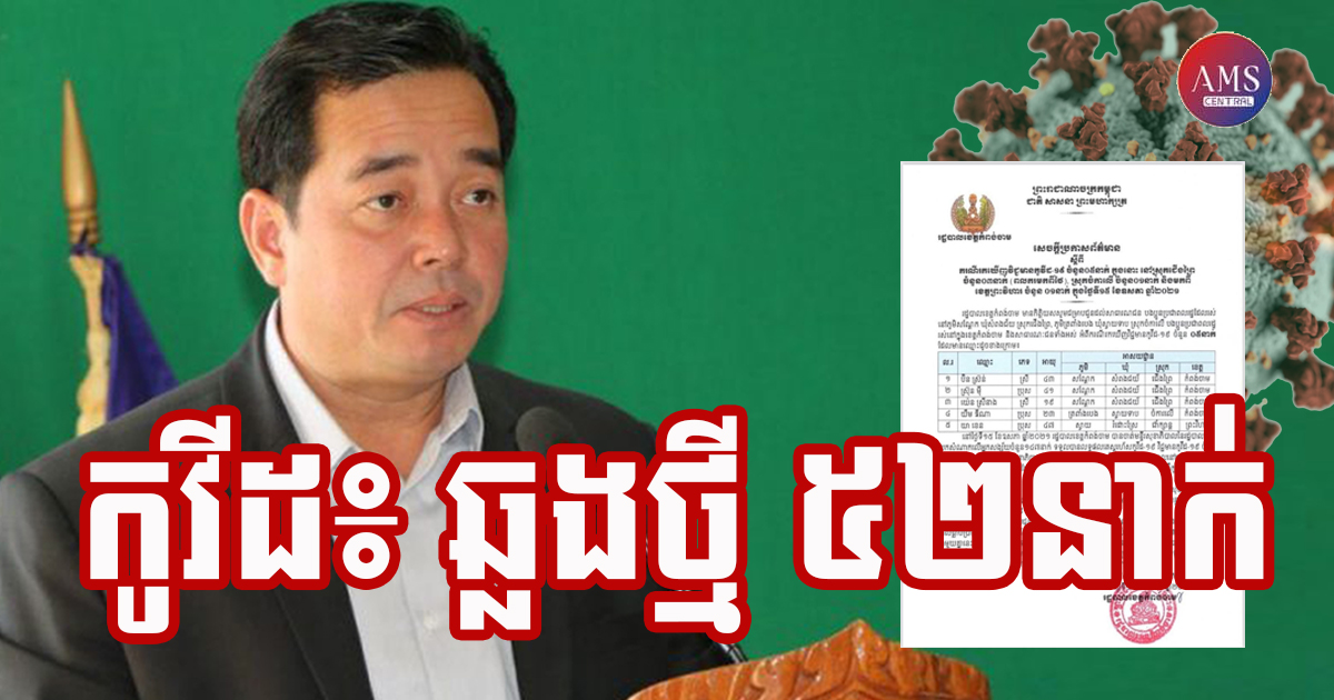 ខេត្តកំពង់ចាម រកឃើញអ្នកវិជ្ជមានកូវីដ-១៩ ចំនួន ៥២នាក់បន្ថែមទៀត