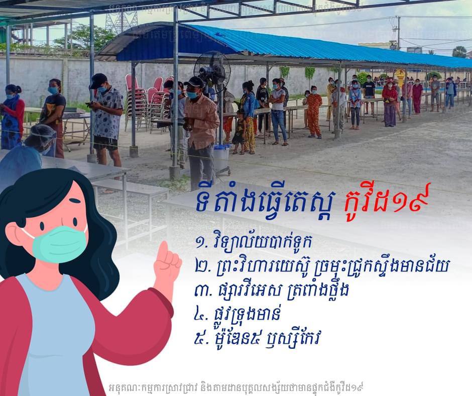 ទីតាំងយកសំណាក ធ្វើតេស្ដរកមេរោគកូវីដ១៩