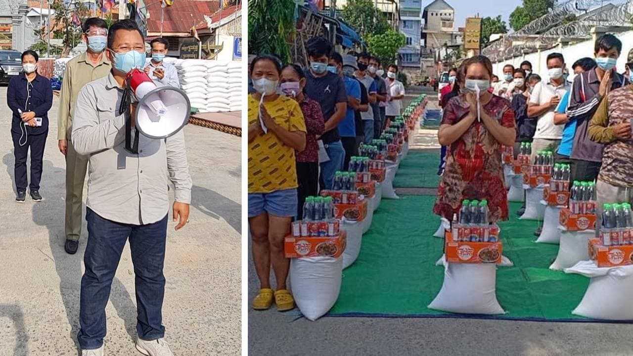 អាជ្ញាធរខណ្ឌមានជ័យ បន្តយកអំណោយរបស់សម្ដេចតេជោ ទៅជូនប្រជាជាពលរដ្ឋ ចំនួន ៥,០០០ គ្រួសារ ដែលកំពុងធ្វើចត្តាឡីស័ក និងបិទខ្ទប់ នៅសង្កាត់ស្ទឹងមានជ័យទី៣