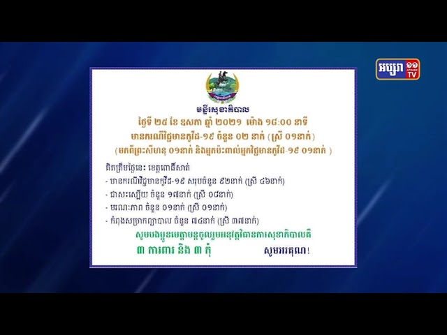 ខេត្តពោធិ៍សាត់ រកឃើញអ្នកឆ្លងថ្មី២នាក់ (Video Inside)