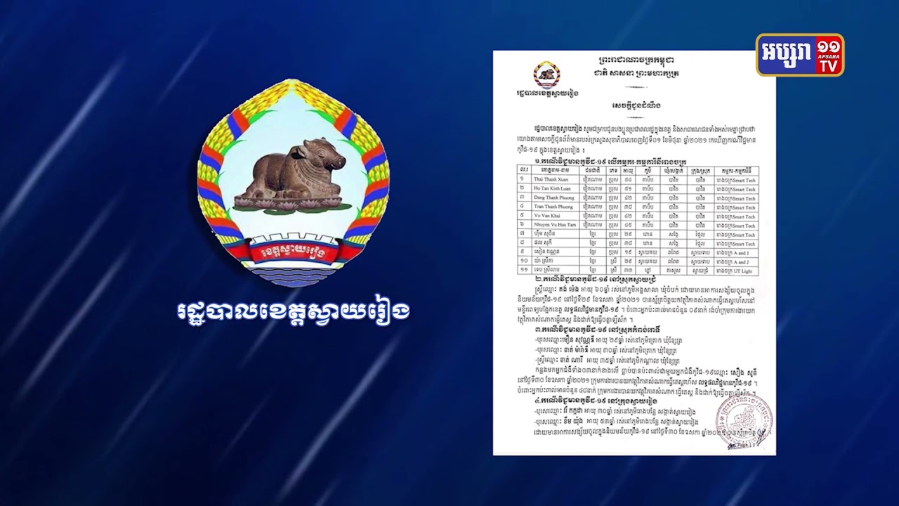 ខេត្តស្វាយរៀង រកឃើញអ្នកឆ្លងថ្មី១៧នាក់ (Video Inside)