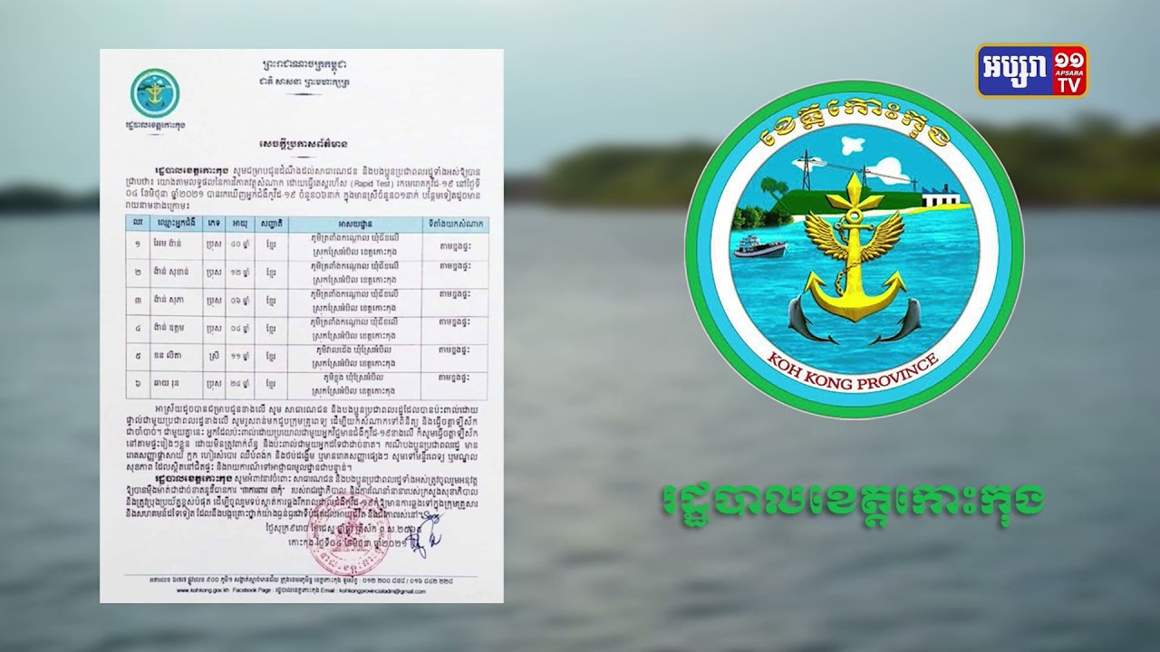 ខេត្តកោះកុង មានការឆ្លងថ្មី៦នាក់ (Video Inside)