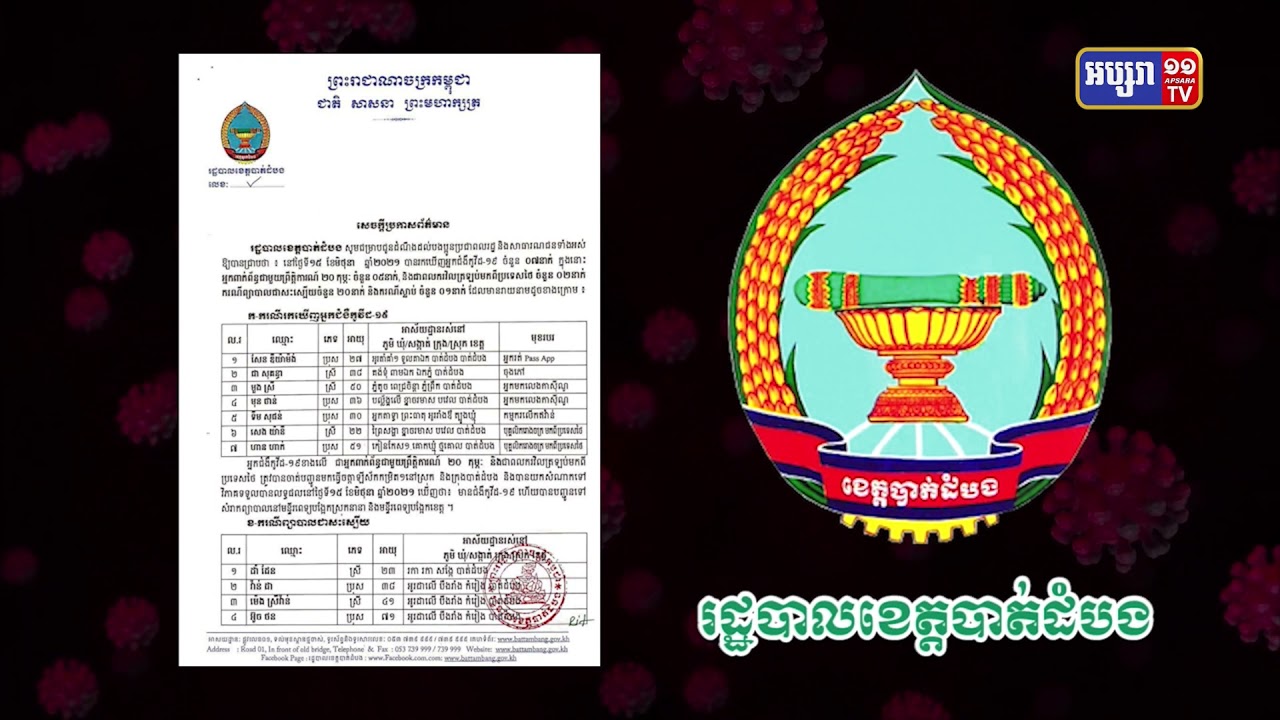 ខេត្តបាត់ដំបង មានការឆ្លងថ្មី៧នាក់ និងស្លាប់ម្នាក់ (Video Inside)