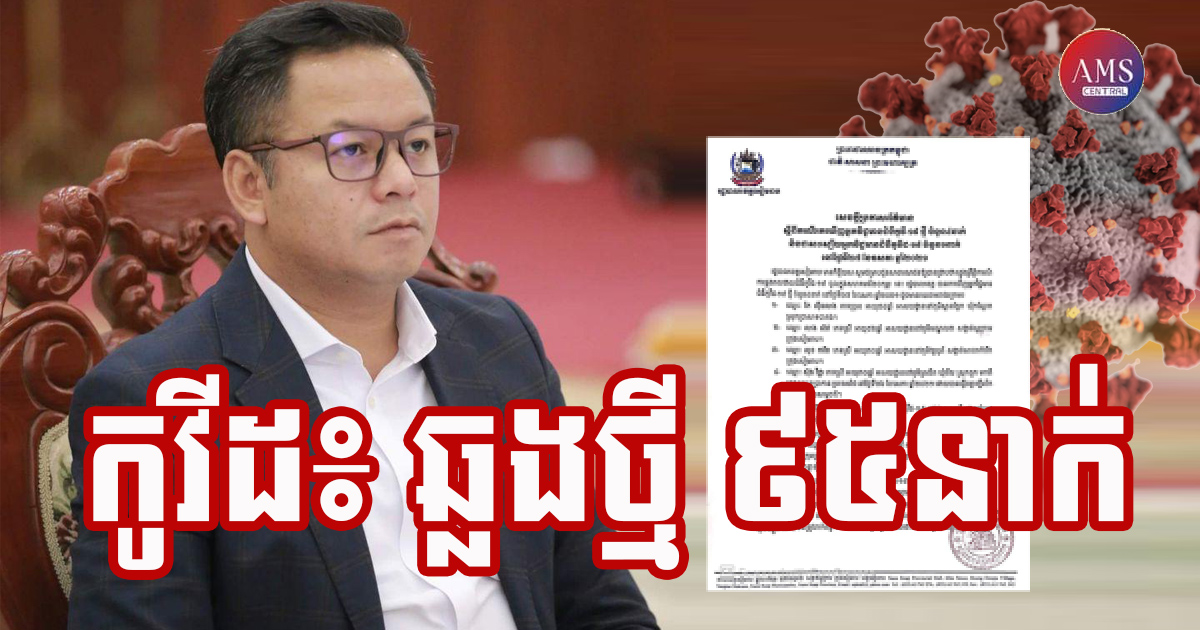 ខេត្តសៀមរាប រកឃើញអ្នកវិជ្ជមានជំងឺកូវីដ-១៩ ថ្មី ៩៥នាក់ និងស្លាប់ម្នាក់ ក្នុងរយៈពេល២៤ម៉ោងចុង ក្រោយនេះ