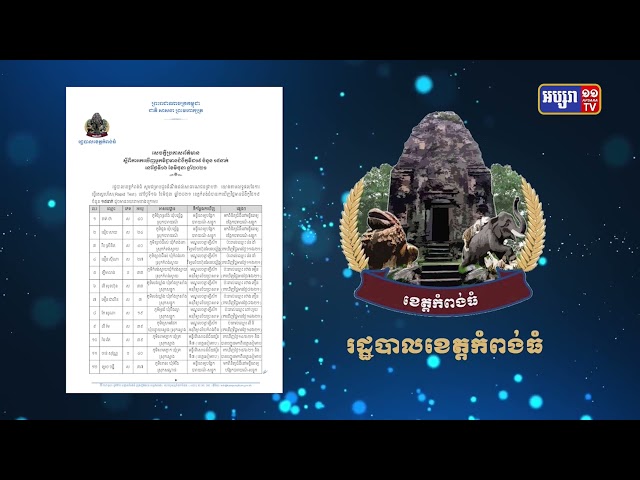 ខេត្តកំពង់ធំ ឆ្លងថ្មី១៥នាក់ (Video Inside)