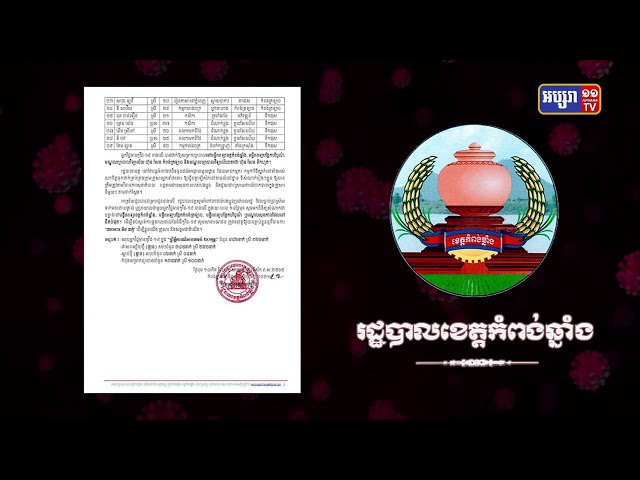 ខេត្តកំពង់ឆ្នាំង ឆ្លងថ្មី២៩នាក់ (Video Inside)