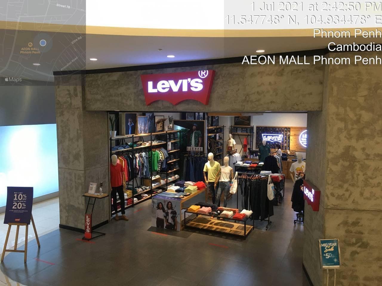 ហាងលក់សម្លៀកបំពាក់ LEVI’S សាខាផ្សារទំនើប AEON 1 មានអ្នកឆ្លងកូវីដ-១៩