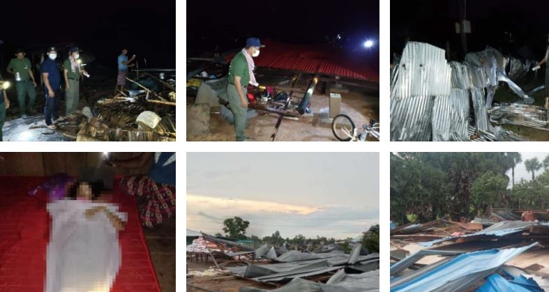 រន្ទះបាញ់ស្ត្រីម្នាក់ស្លាប់ ពីរនាក់រងរបួស និងផ្ទះប្រជាពលរដ្ឋជាង ១០០ខ្នង បានរងការខូចខាត ដោយសារភ្លៀងផ្គរលាយឡំខ្យល់កន្ត្រាក់ នៅក្នុងខេត្តកំពង់ធំ