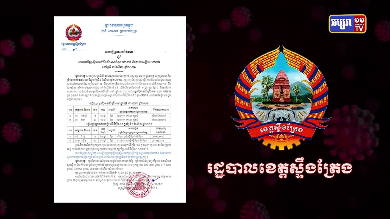 ខេត្តស្ទឹងត្រែង ឆ្លងថ្មី២នាក់ (Video Inside)
