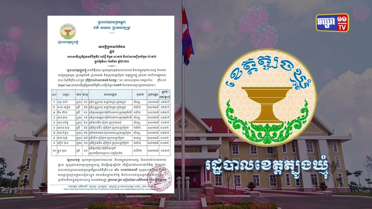 ខេត្តត្បូងឃ្មុំ ឆ្លងថ្មី១០នាក់ (Video Inside)