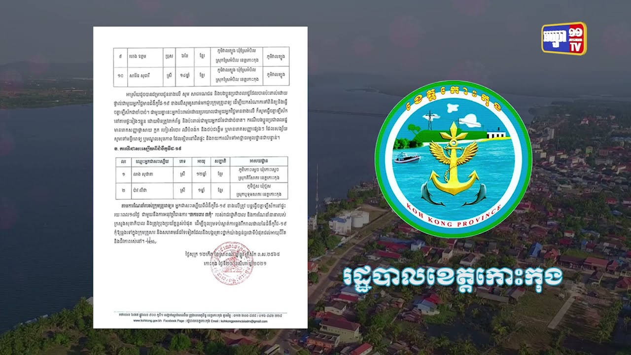 ខេត្តកោះកុង ឆ្លងថ្មី១០នាក់ (Video Inside)
