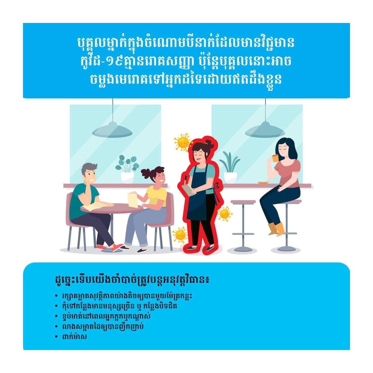 មនុស្សម្នាក់ក្នុងចំណោមបីនាក់ដែលមានវិជ្ជមានកូវីដ១៩ គ្មានចេញរោគសញ្ញា ប៉ុន្តែនៅតែអាចចម្លងមេរោគទៅអ្នកដទៃបានដោយឥតដឹងខ្លួន