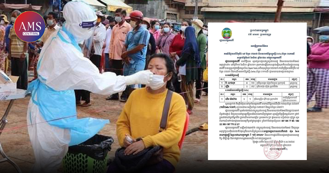 រដ្ឋបាលខេត្តរតនគិរី បន្តរកឃើញករណីវិជ្ជមានជំងឺកូវីដ-១៩ ចំនួន ០២នាក់ និងមេរោគបប្លែងខ្លួនថ្មី(Delta) ចំនួន ០១ករណី