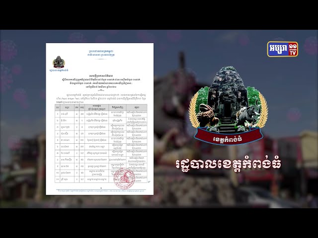 ខេត្តកំពង់ធំមានអ្នក ឆ្លងថ្មី១១នាក់ (Video Inside)