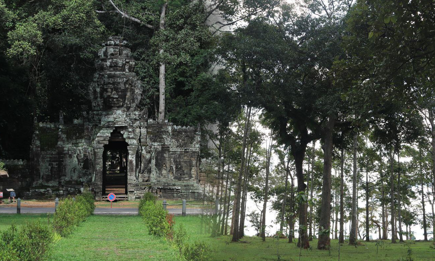 ទេសភាពបៃតងខៀវខ្ចី នៅបរិវេណស្រះស្រង់