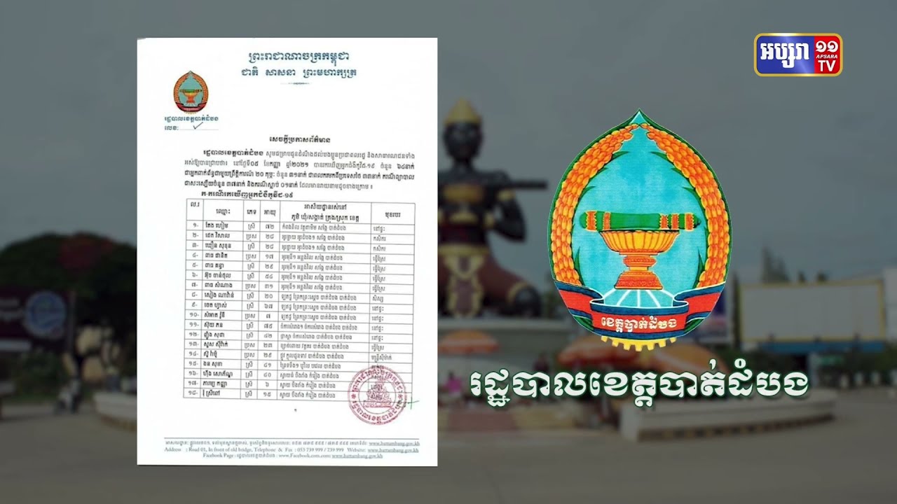ខេត្តបាត់ដំបង ឆ្លងថ្មី៦៤នាក់ និងស្លាប់១នាក់ (Video Inside)