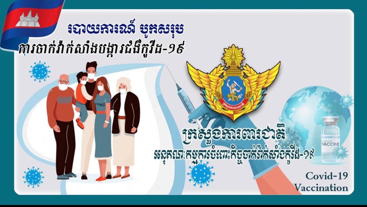 ក្រសួងការពារជាតិ ចាក់វ៉ាក់សាំងការពារកូវីដ១៩ ជូនកងទ័ព, គ្រួសារកងទ័ព និងប្រជាពលរដ្ឋលើកទី១ចំនួន ២,៧៤០,៩៨៨នាក់ និងលើកទី២ចំនួន ២,៦៤៧,៨៨២នាក់