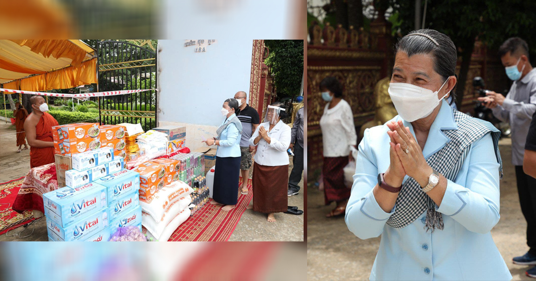 លោកជំទាវ ម៉ែន សំអន អញ្ជើញប្រគេនទេយ្យវត្ថុដល់ព្រះសង្ឃគង់នៅវត្តព្រៃឆ្លាក់ (ទីតាំងវត្តកំពុងបិទខ្ទប់) ខេត្តស្វាយរៀង