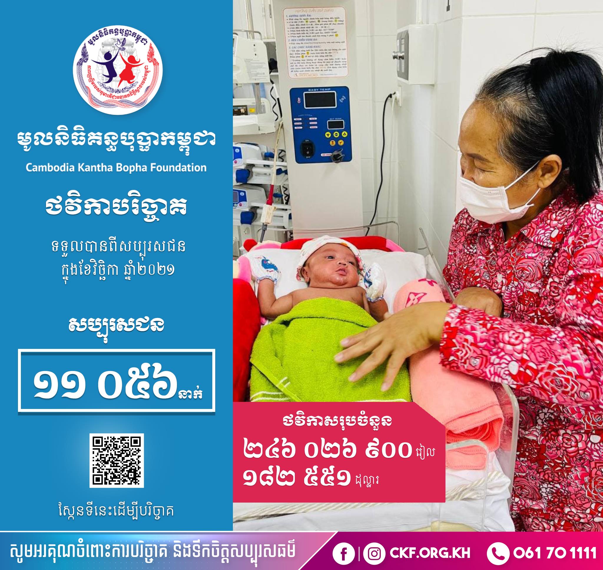 មូលនិធិគន្ធបុប្ផាកម្ពុជាបានទទួលថវិកាបរិច្ចាគពីសប្បុរសជនចំនួន ២៤ម៉ឺនដុល្លារនៅក្នុងខែវិច្ឆិកា ឆ្នាំ២០២១