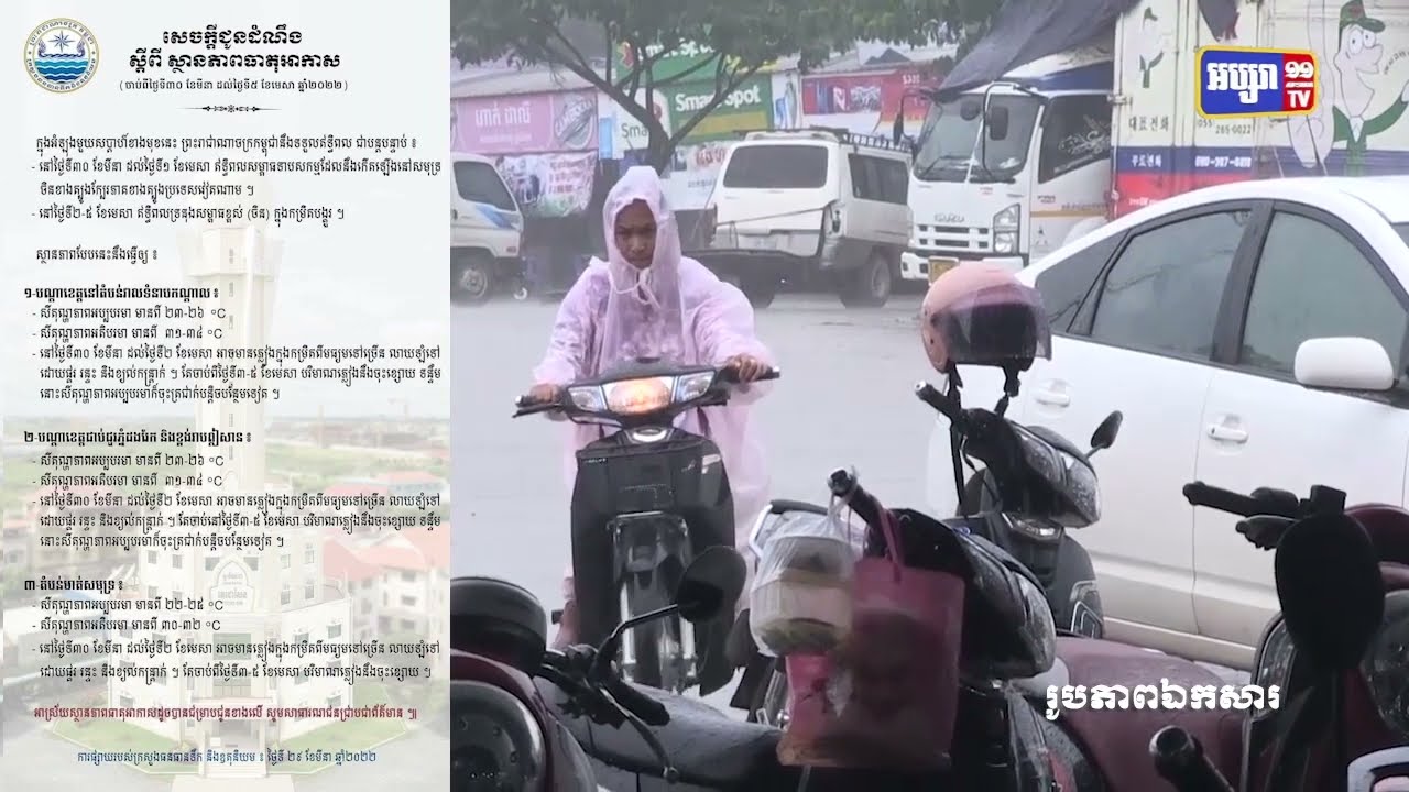 ការព្យាករណ៍ប្រចាំសប្ដាហ៍ ចាប់ពីថ្ងៃទី៣០ មីនា ដល់ថ្ងៃទី០៥ មេសា (Video Inside)