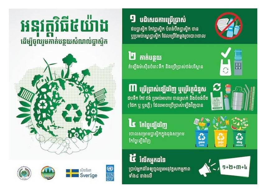 ៥យ៉ាង ដើម្បីចូលរួមកាត់បន្ថយសំណល់ប្លាស្ទិក ♻️