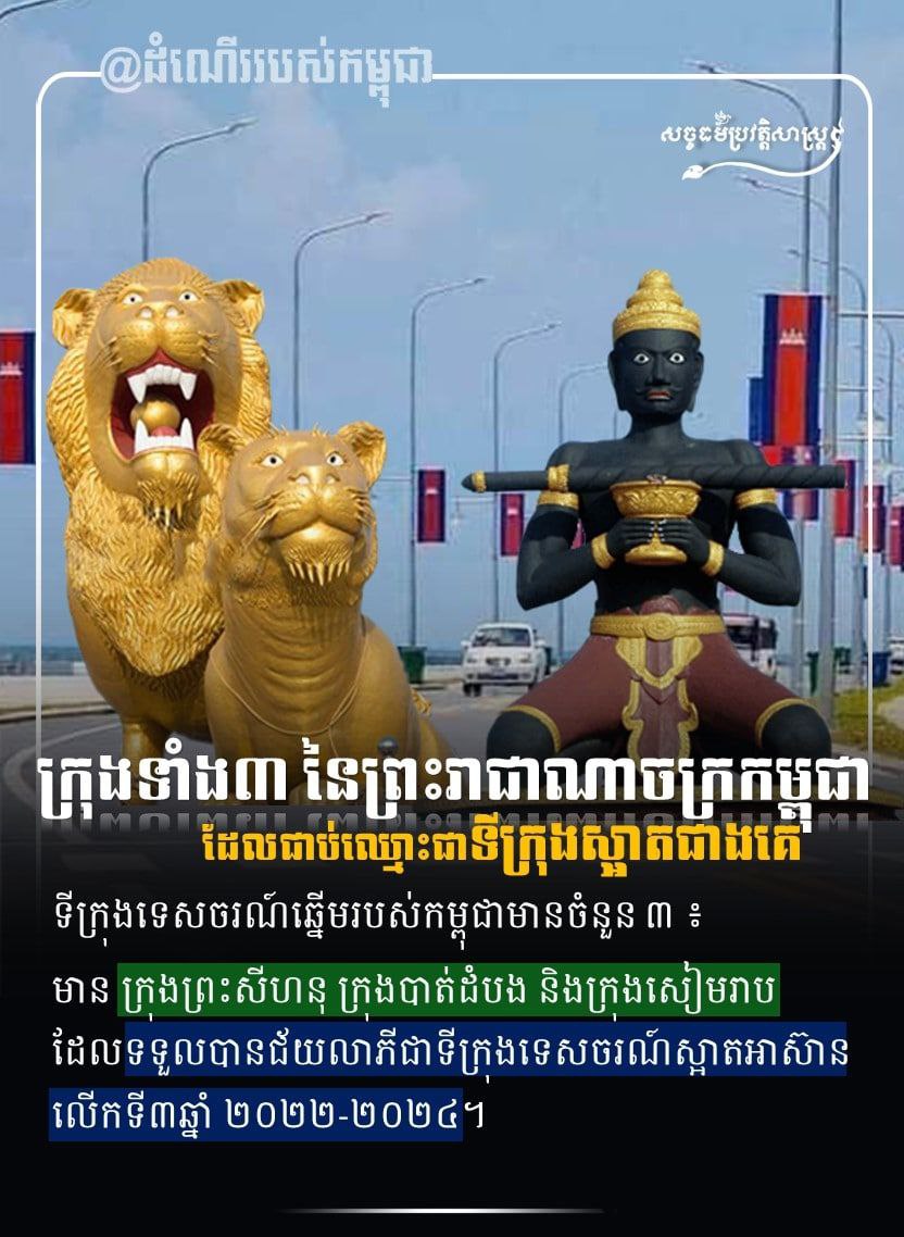 ក្រុងទាំង៣ នៃព្រះរាជាណាចក្រកម្ពុជា ដែលជាប់ឈ្មោះជាទីក្រុងស្អាតជាងគេ