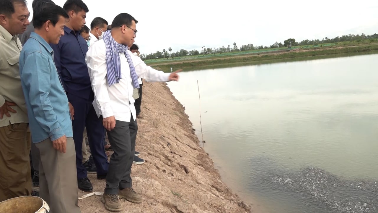 រដ្ឋមន្ត្រីក្រសួងកសិកម្ម ចុះពិនិត្យមើលកសិដ្ឋានភ្ញាស់កូនត្រី ចិញ្ចឹមកូនត្រី និងបង្កង នៅខេត្តតាកែវ