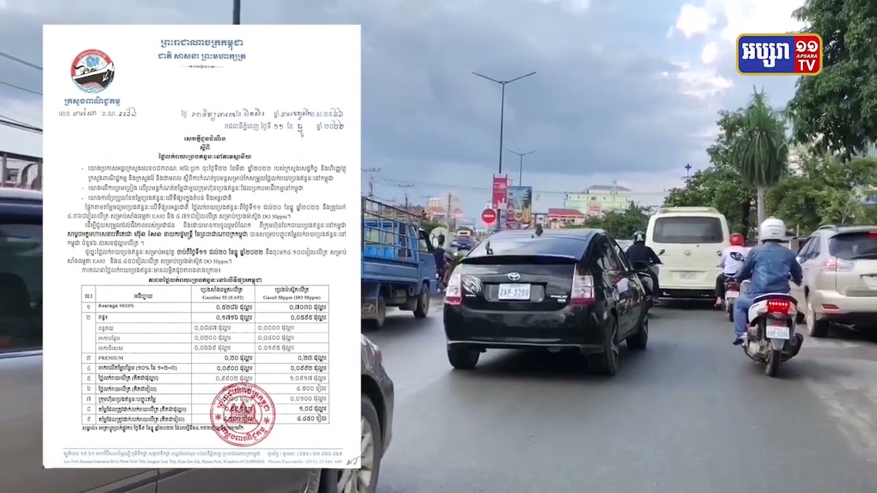 តម្លៃប្រេងឥន្ធនៈបន្ដធ្លាក់ចុះ (Video Inside)