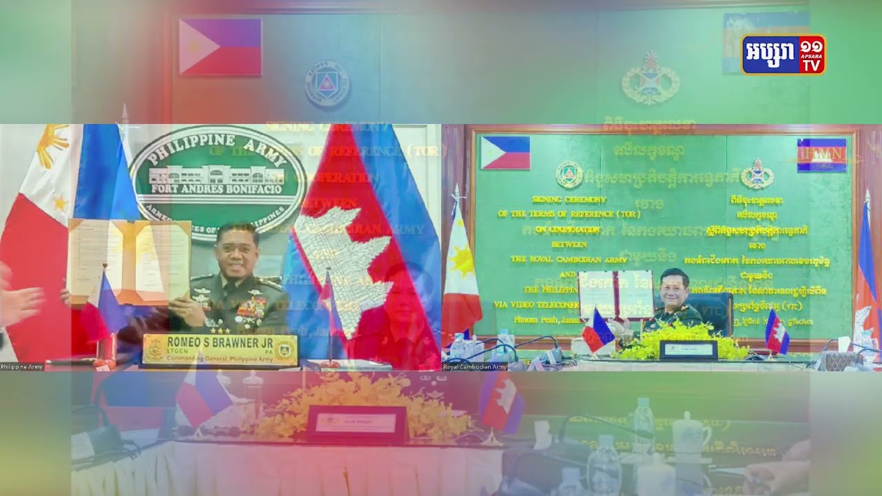 មេបញ្ជាការកងទ័ពជើងគោកកម្ពុជា និងហ្វីលីពីនចុះហត្ថលេខាតាមប្រព័ន្ធវីដេអូ (Video Inside)