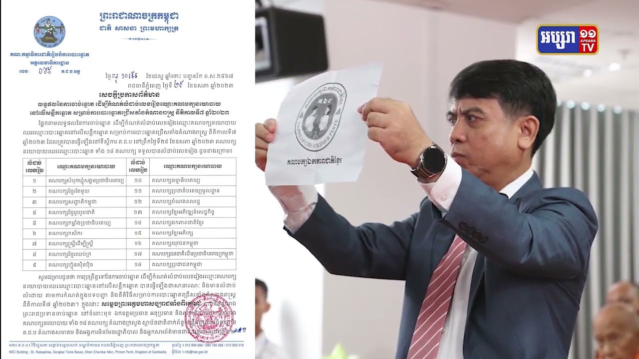 គណបក្សប្រជាជនកម្ពុជាទទួលលំដាប់លេខរៀង១៨ (Video Inside)