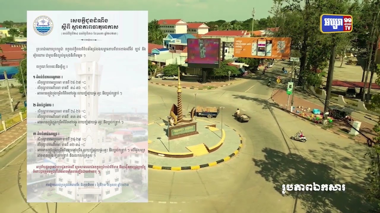 ភ្លៀងបន្តធ្លាក់ពីតិចទៅបង្កួរមួយសប្តាហ៍ទៅមុខ (Video Inside)