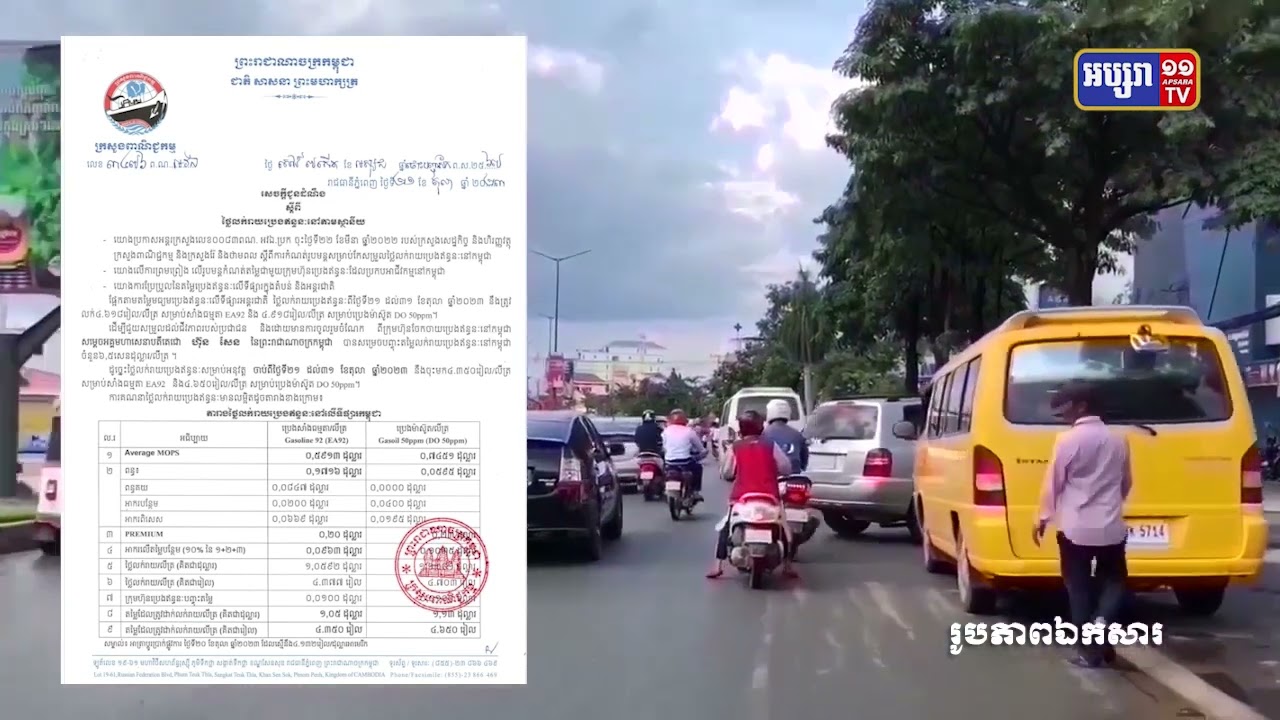 តម្លៃប្រេងសាំងកើនឡើង (Video Inside)