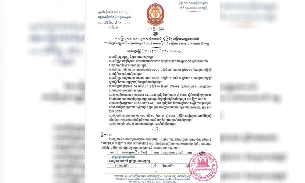 អង្គភាពប្រឆាំងអំពើពុករលួយសម្រេចកែសម្រួលសមាសភាពអ្នកសង្កេតការណ៍ស្ម័គ្រចិត្តសម្រាប់ការប្រឡងបាក់ឌុប