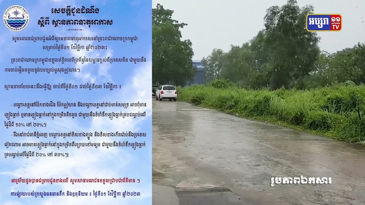 កម្រិតទឹកភ្លៀងចាប់ផ្ដើមថយចុះ (Video Inside)