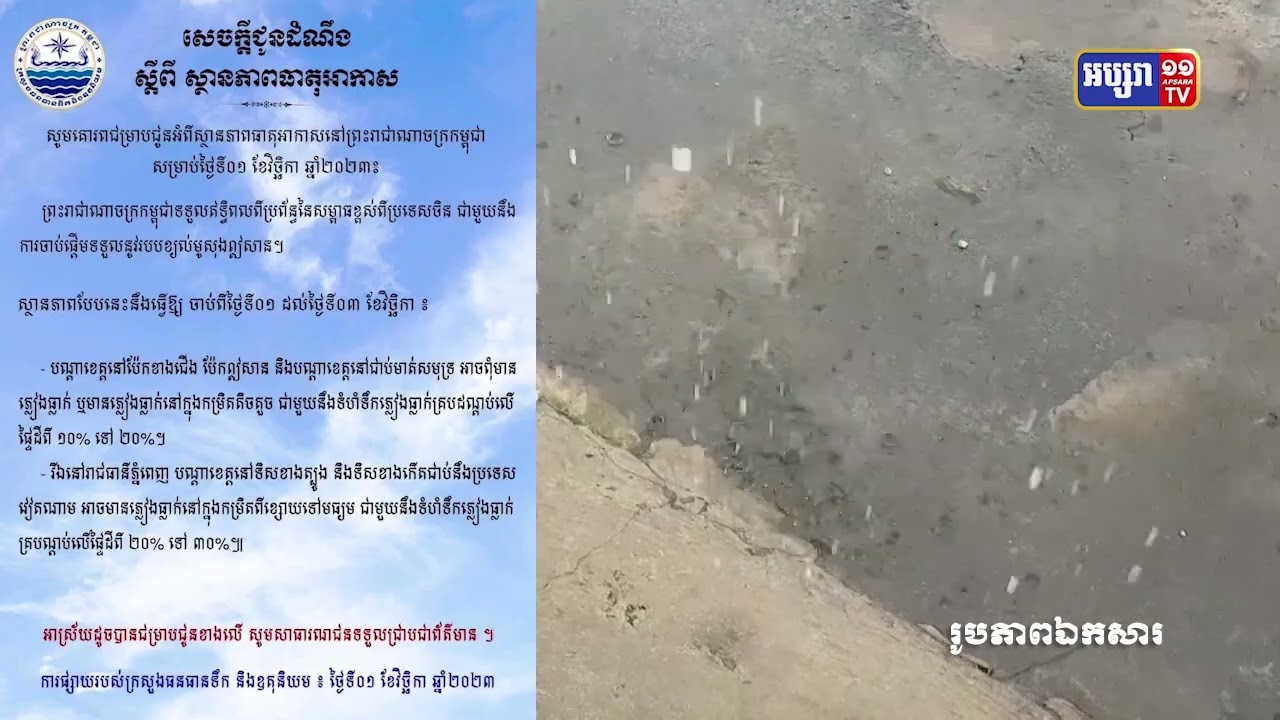 កម្រិតទឹកភ្លៀងកាន់តែធ្លាក់ចុះខ្សោយ (Video Inside)