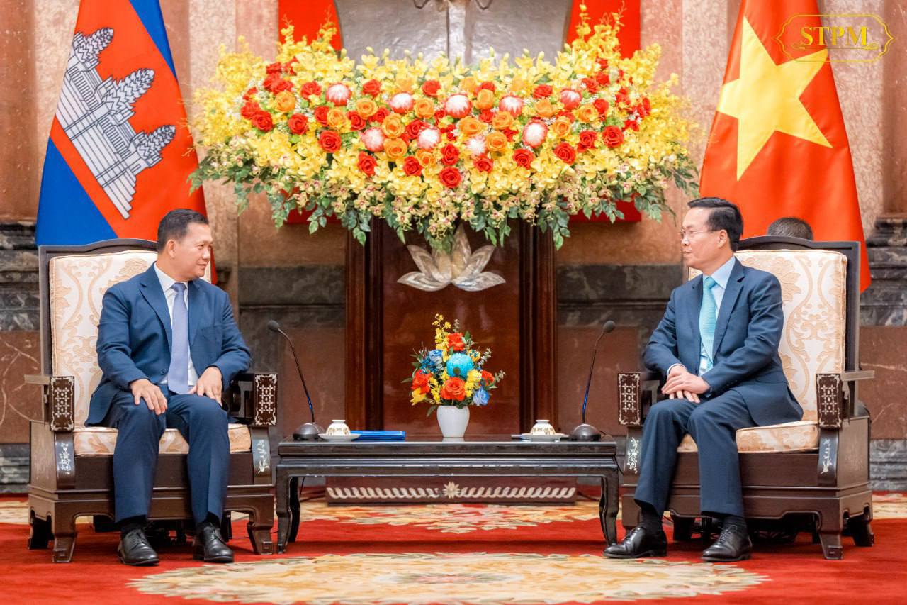 សម្តេចធិបតី ហ៊ុន ម៉ាណែត ជួបសម្តែងការគួរសមជាមួយឯកឧត្តម វ៉ វ៉ាន់ធឿង ប្រធានរដ្ឋវៀតណាម នៅរដ្ឋធានីហាណូយ