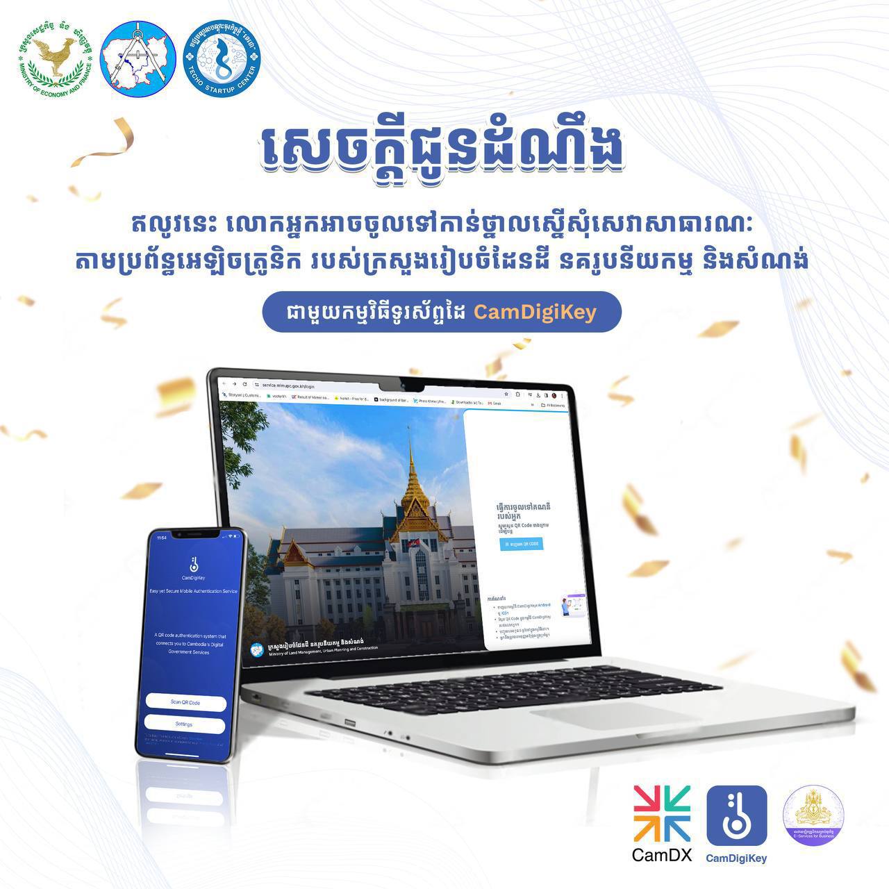 អបអរសាទរក្រសួងរៀបចំដែនដី នគរូបនីយកម្ម និងសំណង់ ដែលបានដាក់ឱ្យដំណើរការសាកល្បងនូវថ្នាលស្នើសុំសេវាសាធារណៈ តាមប្រព័ន្ធអេឡិចត្រូនិក 🎉🎉🎉