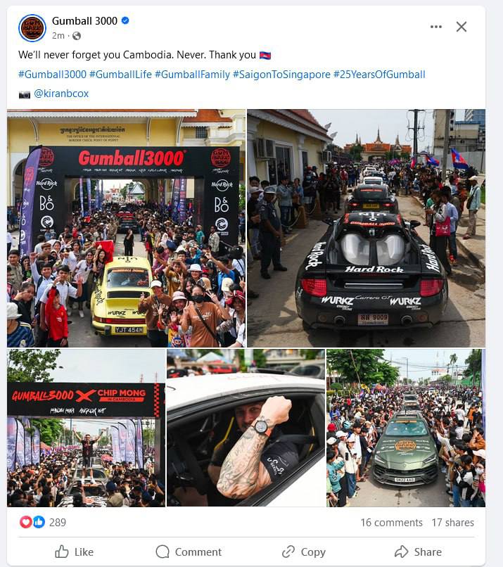 នាយករដ្ឋមន្ត្រី អរគុណក្រុមប្រតិភូ Gumball 3000 ដែលបានបញ្ចប់បេសកកម្មដោយជោគជ័យនៅទឹកដីកម្ពុជា