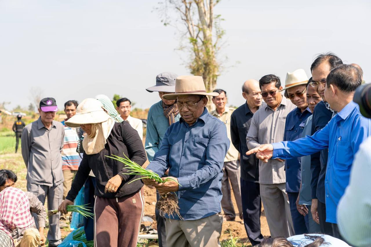 ឯកឧត្តម វង សូត ចុះពិនិត្យ និងសិក្សា អំពីការបង្កបង្កើនផលដំណាំ នៅសហគមន៍កសិកម្មបៃតងគោកស្រុក ស្រុកតំបែរ
