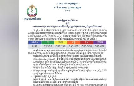 សេចក្តីប្រកាសព័ត៌មាន ស្តីពីការការពារសុខភាព បណ្តាលមកពីការប្រែប្រួលគុណភាពខ្យល់ក្នុងបរិយាកាស