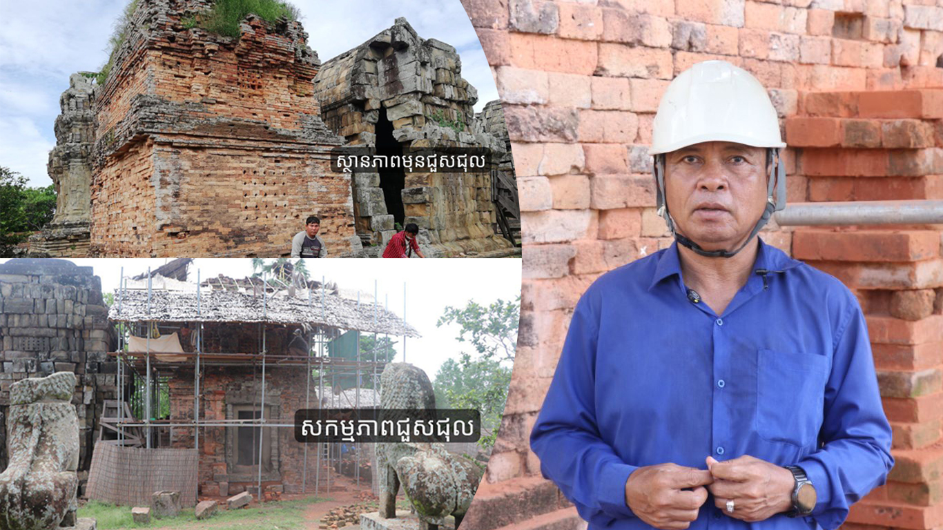 ប្រាសាទឥដ្ឋ ស្ថិតនៅជ្រុងអាគ្នេយ៍នៃប្រាសាទភ្នំក្រោម ត្រូវអាជ្ញាធរជាតិអប្សរាយកចិត្តទុកដាក់ជួលជុលឲ្យរឹងមាំឡើងវិញ