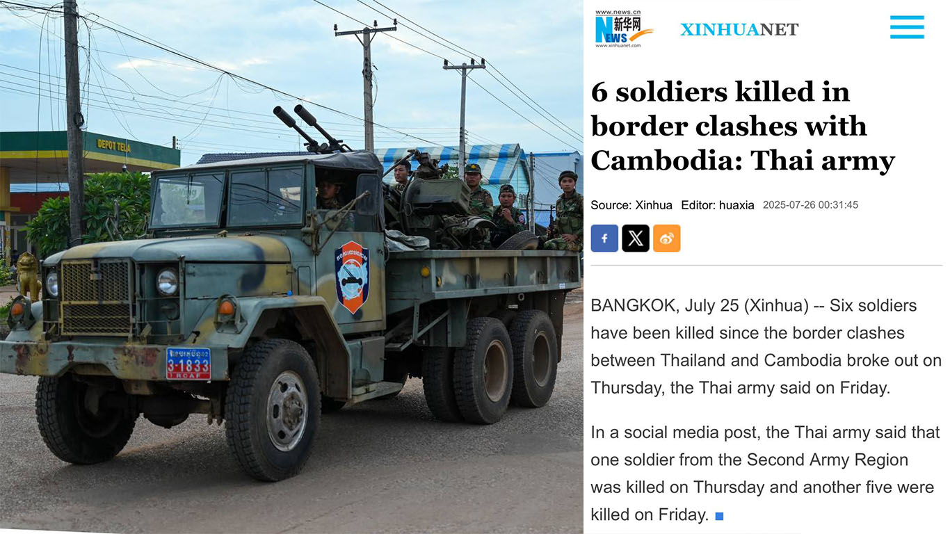 សារព័ត៌មានស៊ីនហួរ ៖ ទាហានថៃ ​៦​នាក់​ស្លាប់​ ក្នុងជម្លោះព្រំដែន​ជាមួយ​កម្ពុជា