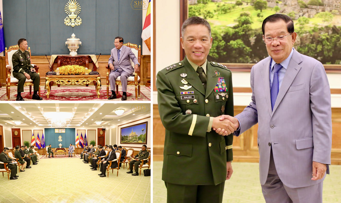 សម្តេចតេជោ ហ៊ុន សែន អនុញ្ញាតឲ្យមេបញ្ជាការកងទ័ពជើងគោកហ្វីលីពីន ទី៦៦ ចូលជួបសម្តែងការគួរសម នៅវិមានព្រឹទ្ធសភា