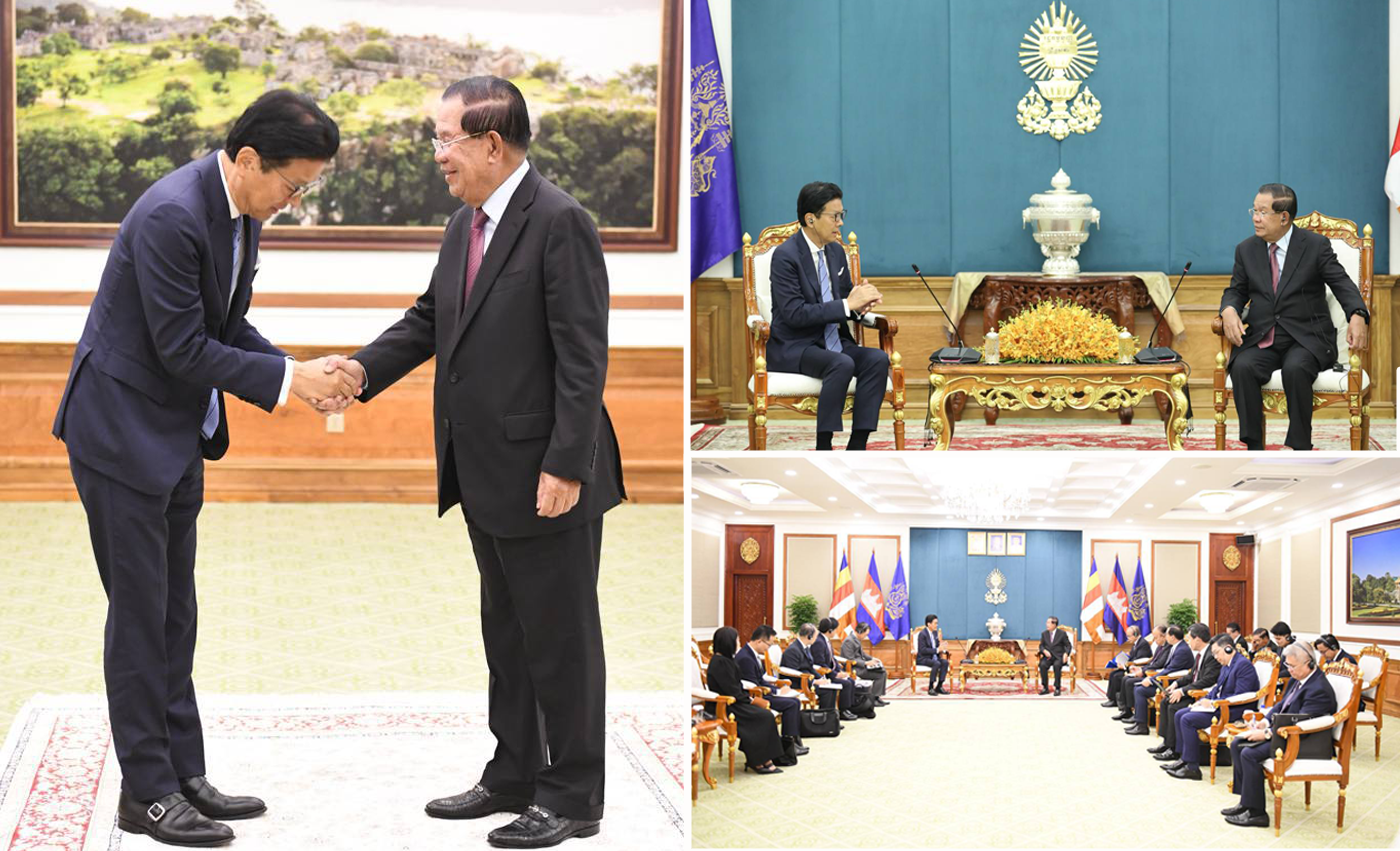 សម្តេចតេជោ ហ៊ុន សែន អនុញ្ញាតជូនប្រធាននាយកប្រតិបត្តិក្រុមហ៊ុន Minebea Mitsumi Inc., របស់ប្រទេសជប៉ុន ចូលជួបសម្តែងការគួរសម និងពិភាក្សាការងារ