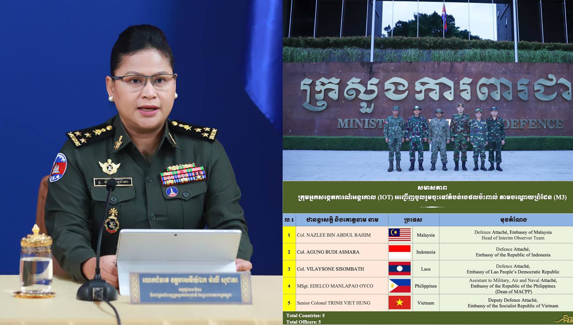 ក្រុមអ្នកសង្កេតការណ៍អន្តរកាល (IOT) ចំនួន ៥ប្រទេស ធ្វើដំណើរទៅកាន់ ខេត្តបន្ទាយមានជ័យ ដើម្បីចុះទៅពិនិត្យ និងសង្កេតការណ៍ផ្ទាល់ក្រោយសៀម រាយបន្លាសលួសព័ទ្ធយកផ្ទះពលរដ្ឋខ្មែរ