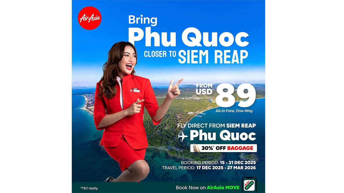 អ៊ែរអេស៊ា ខេមបូឌា បើកសម្ពោធជើងហោះហើរត្រង់ ពីខេត្តសៀមរាបទៅកោះ Phu Quoc