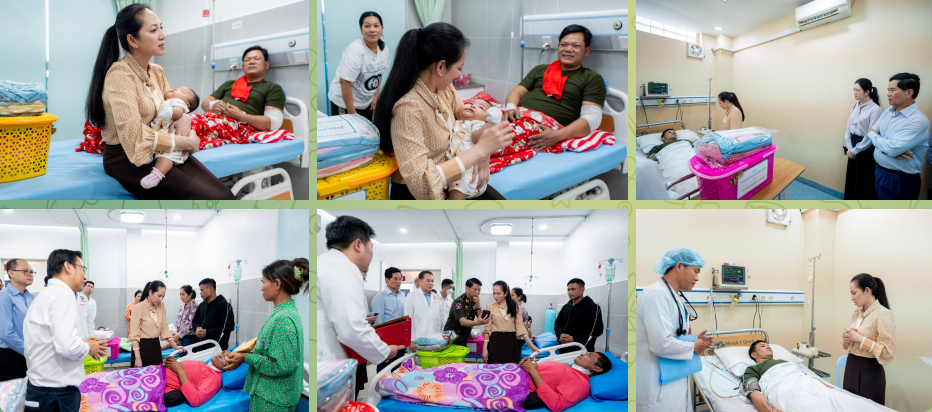 លោកជំទាវបណ្ឌិត ពេជ ចន្ទមុន្នី ហ៊ុនម៉ាណែត អញ្ជើញសួរសុខទក្ខយោធិន និងប្រជាពលរដ្ឋ ដែលកំពុងសម្រាកព្យាបាលជំងឺនៅតាមមន្ទីរពេទ្យ